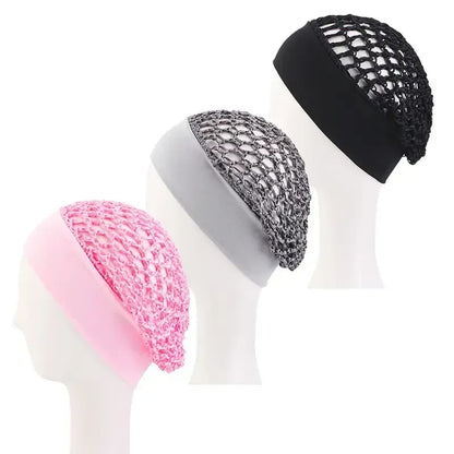 3-Pack Satin Bonnet Sleep Caps - Stretchy Wide Band Night Cap for Curly Hair