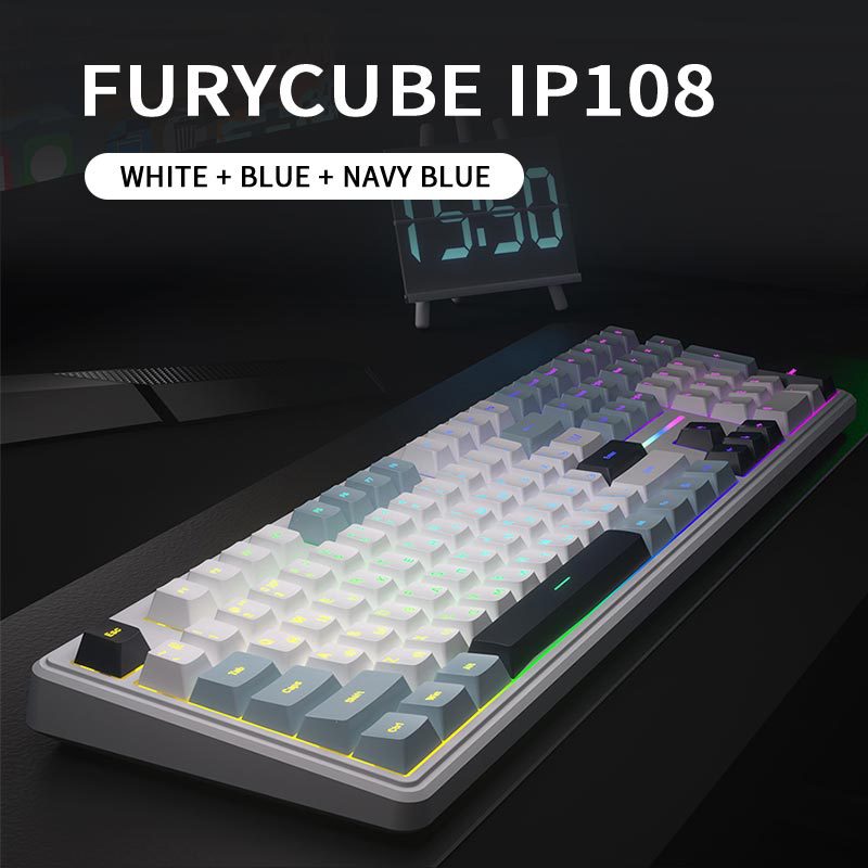 🔥50% OFF！💄FURYCUBE IP108 Lipstick Shape Wireless Mechanical Keyboard, Tri-Mode RGB Desk Keyboard✨