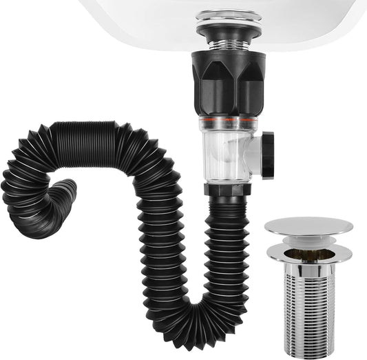🚰 Bathroom Sink Drain Kit with Flexible Anti-Odor P-Trap