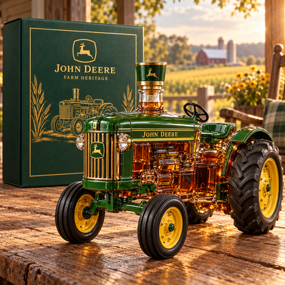 🚜 Farm Heritage Tractor Collector’s Bottle 🌾 Green & Gold Gift Box