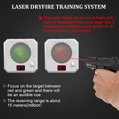 Rechargeable Laser Dry Firing Target - Portable Hunting Training Gear, 5 Difficulty Levels, Steel Plate Sound-Flash Feedback, Indoor Training Tool, Cost-Effective Gift for Male Shooters
