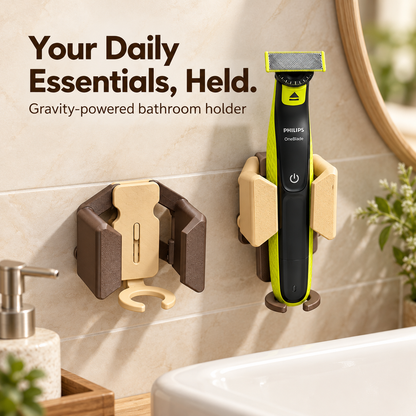 🪥 Gravity-Grip Wall Mount Toothbrush Holder | Drill-Free Bathroom Organizer🧼