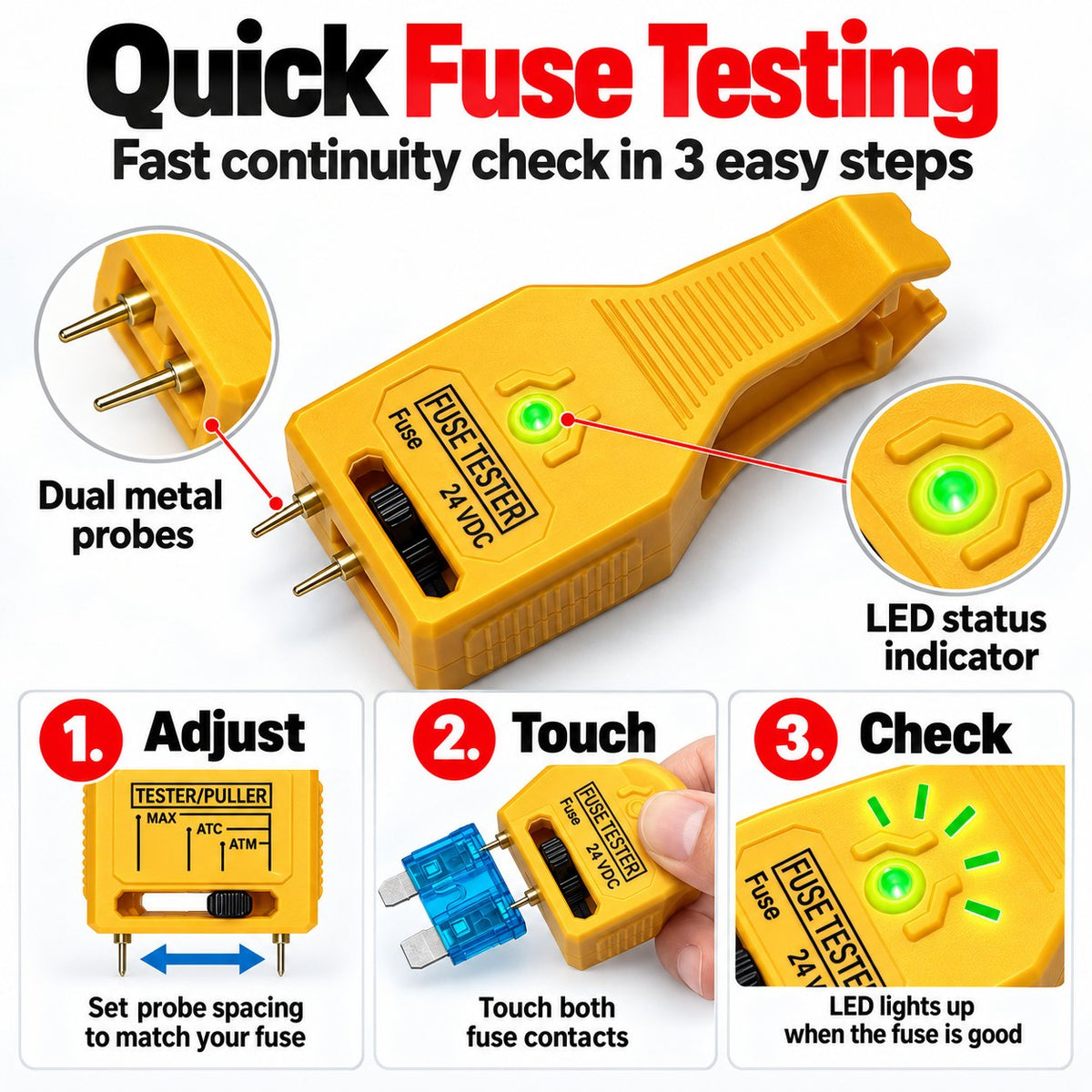 🚗⚡ Automotive Fuse Tester — Quickly Check Fuses & Find Electrical Problems with Ease!
