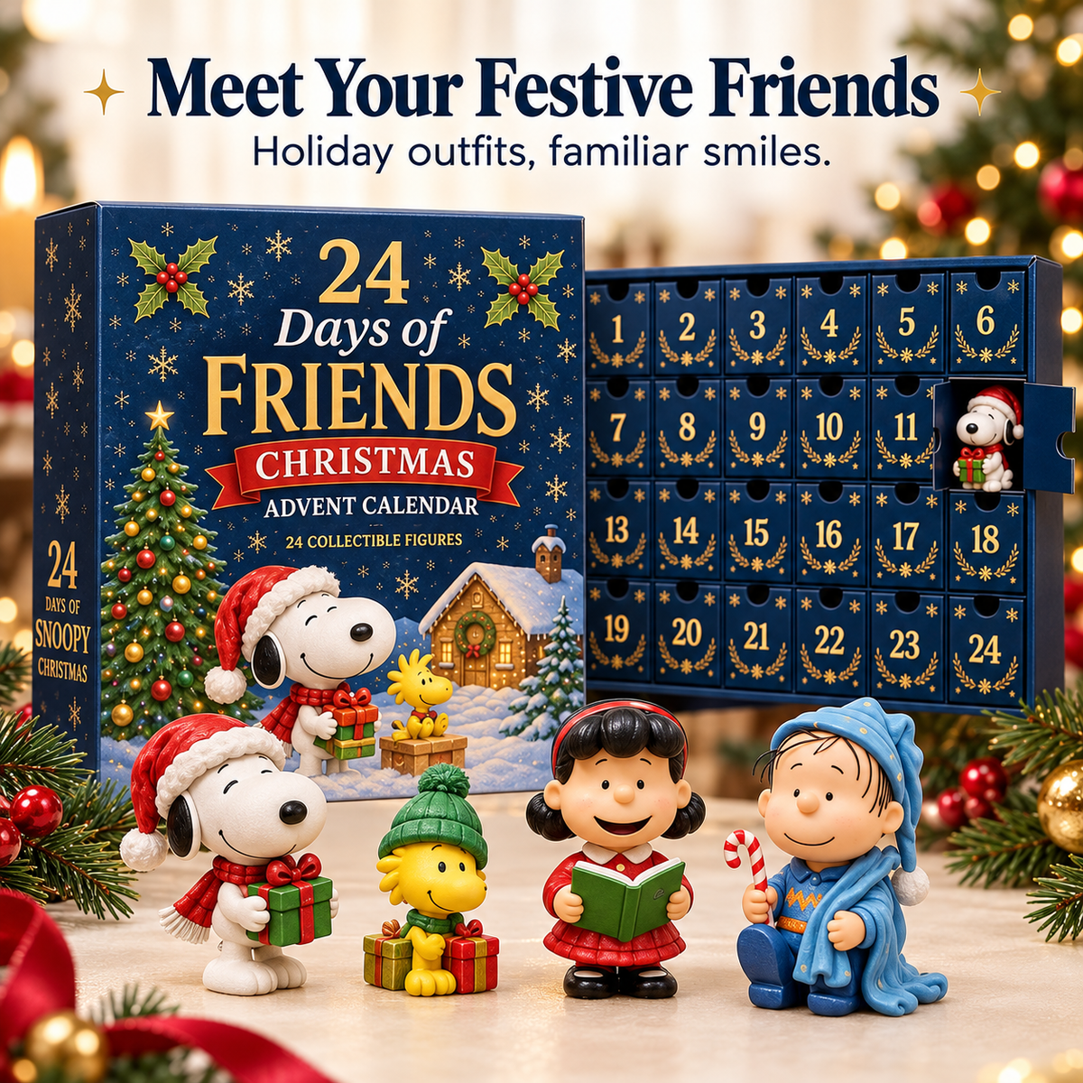 🎄 24 Days Snoopy Friends Christmas Advent Calendar | Collectible Mini Figures