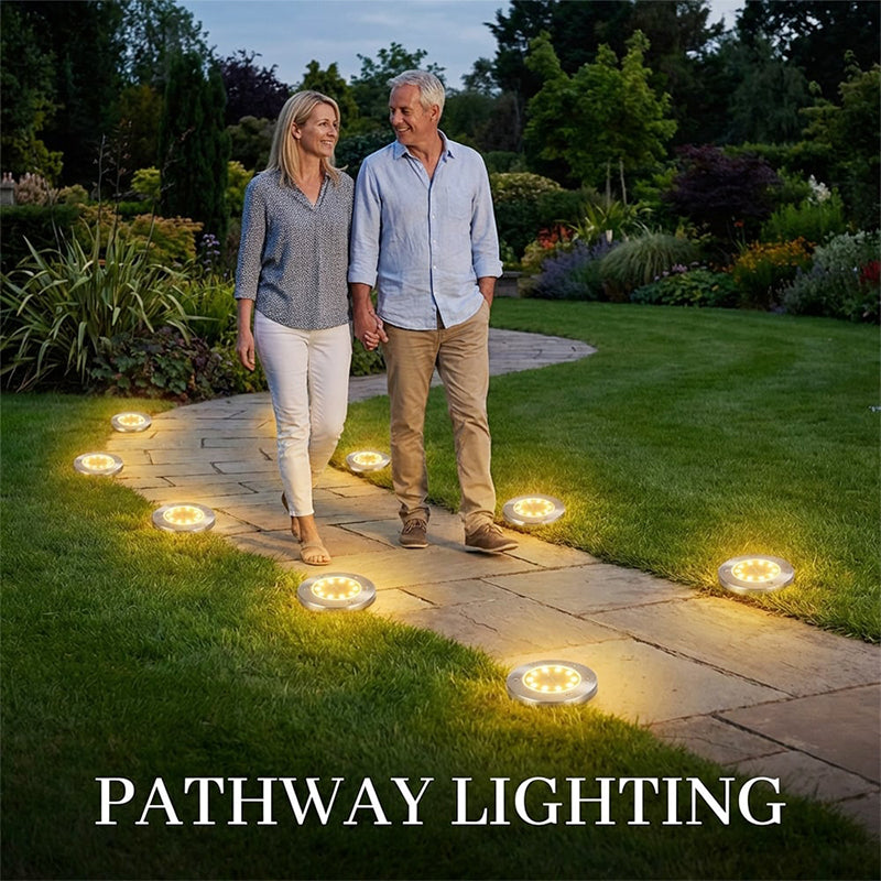 8-LED Solar Ground Lights for Outdoor Gardens
