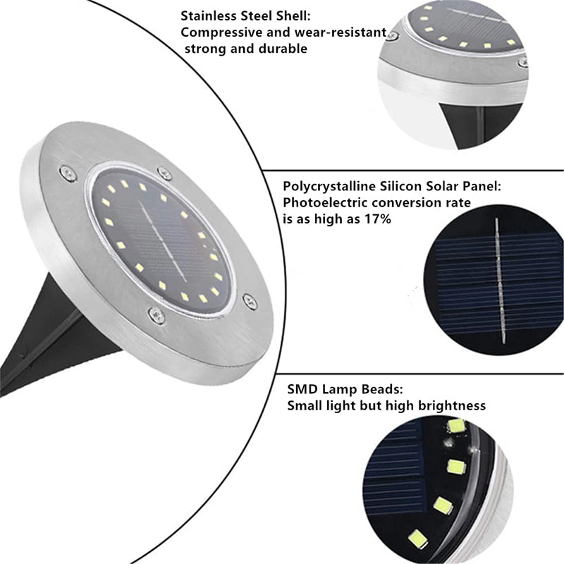 8-LED Solar Ground Lights for Outdoor Gardens