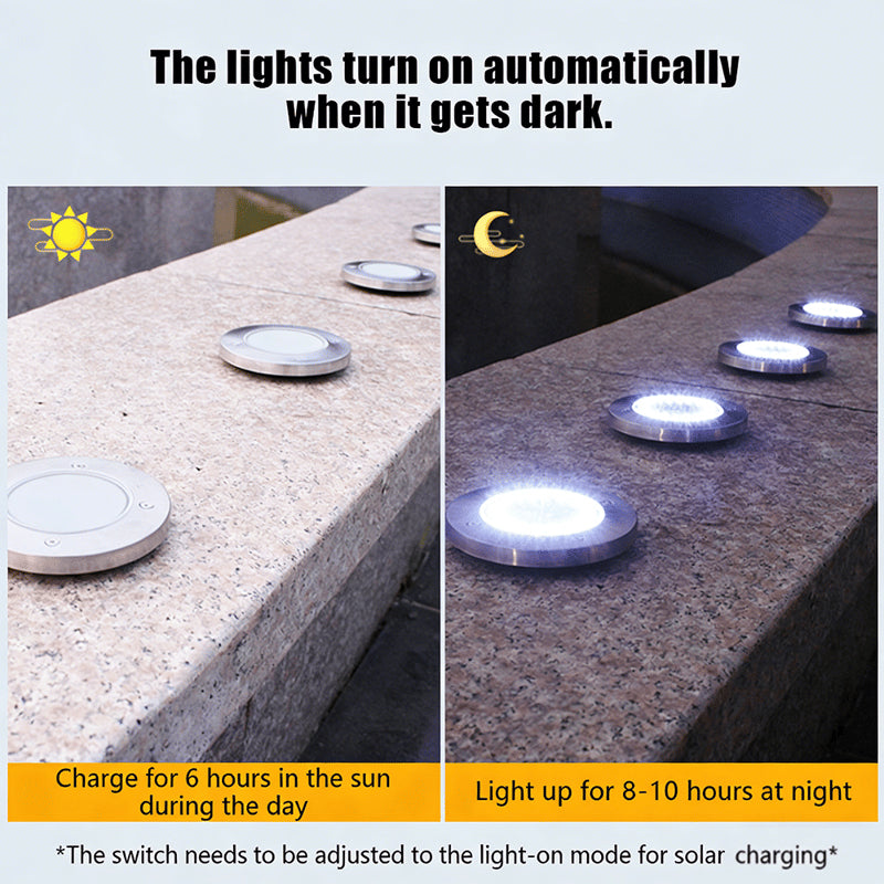 8-LED Solar Ground Lights for Outdoor Gardens