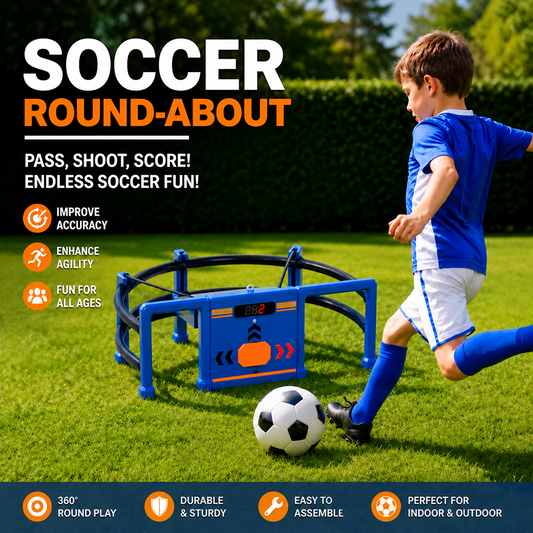 ⚽Soccer Round-About Interactive Soccer Training Game with Auto Scoring, LED Lights & Projector – Indoor & Outdoor Soccer Toy for Kids🌟