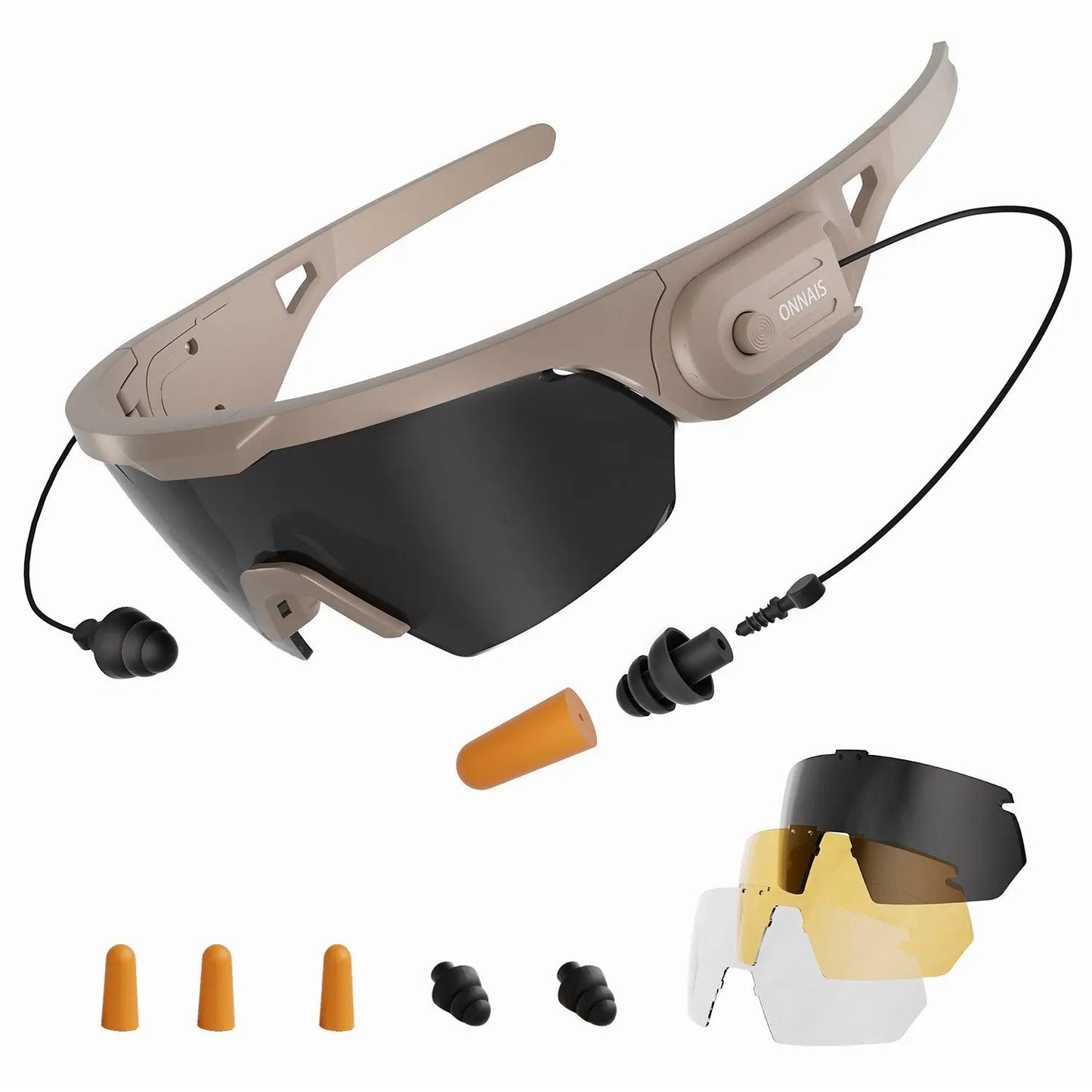 ⚡Hot Sales 49% OFF🔥ANSI Z87.1 Certified Anti-Fog Safety Goggles with Built-in NRR 32dB Noise Reduction Plugs, 3 Interchangeable Lenses, UV400 Sun Block