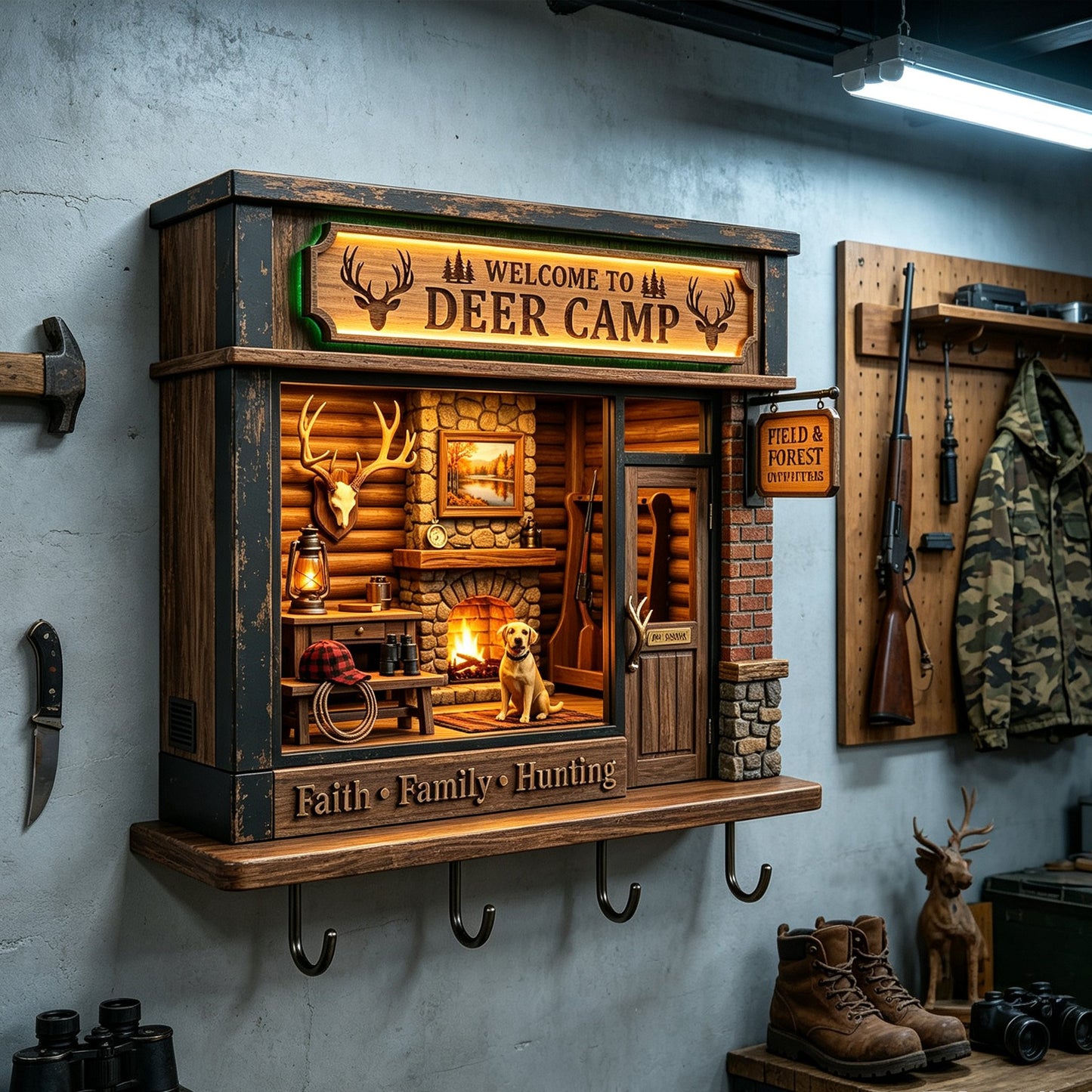 🦌Exclusive Limited Item🔥42%OFF🔥🔥Hunting-Themed 3D Wooden Cabin Key Holder