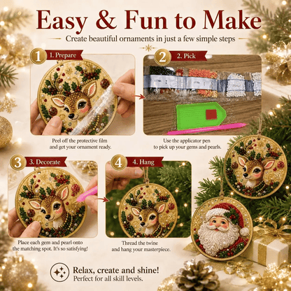🔥Only $19.99 Last Day Promotion!🎄Christmas DIY Diamond Painting Ornaments Kit (6 PCS)🎅