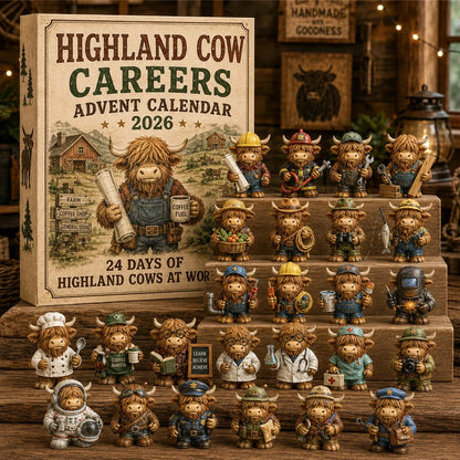 🐮 LAST DAY 49% OFF – 24 Days of Highland Cow Careers Advent Calendar | 24 Unique Collectible Highland Cows with Adorable Jobs, Tiny Accessories & Daily Christmas Surprises 🎄✨