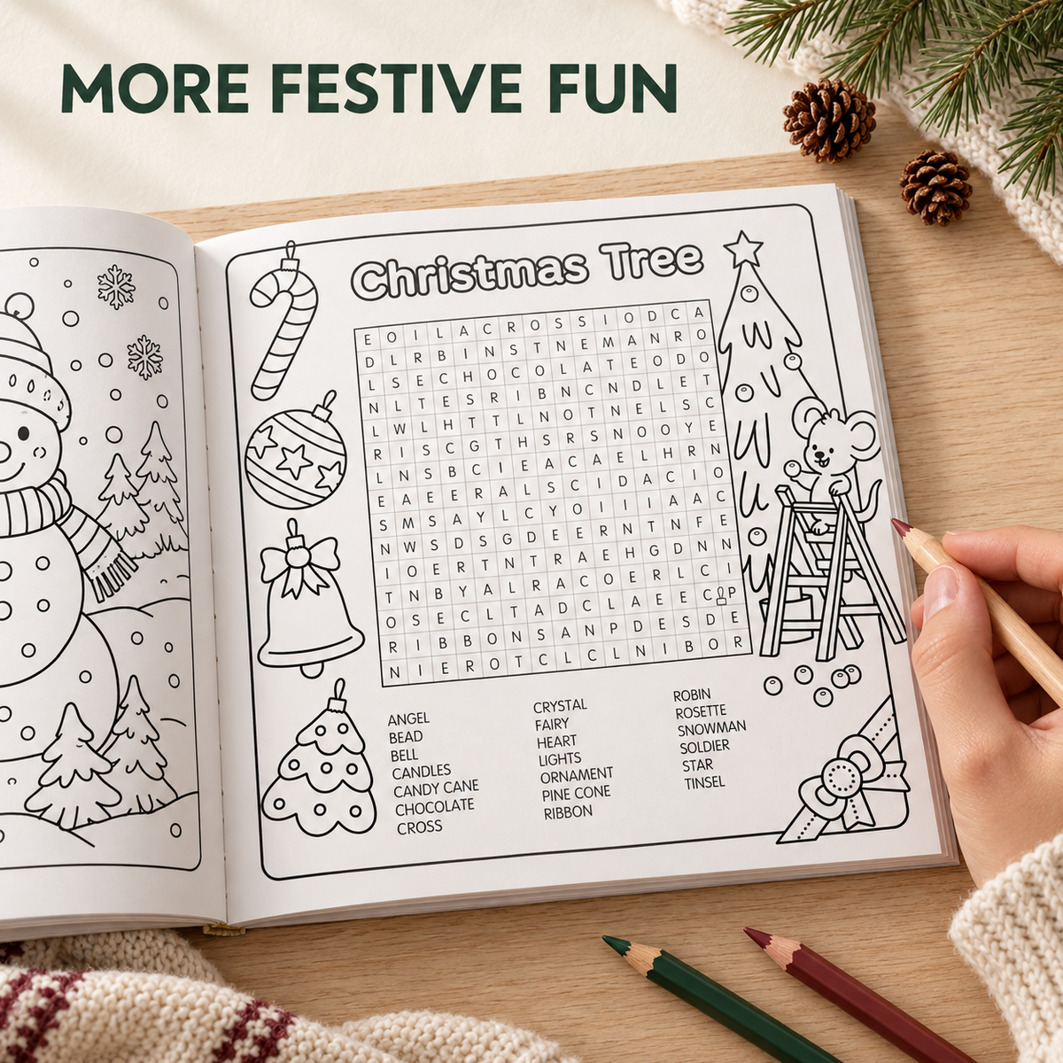 🎄✨Happy Days‑Cosy Christmas Advent Colouring Book | Hardback Edition | 24 Sealed Daily Surprise Sections | All‑Ages Screen‑Free Festive Activity