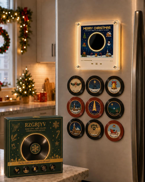 Christmas Vinyl Player Fridge Record NFC Magnetic Music Box Set