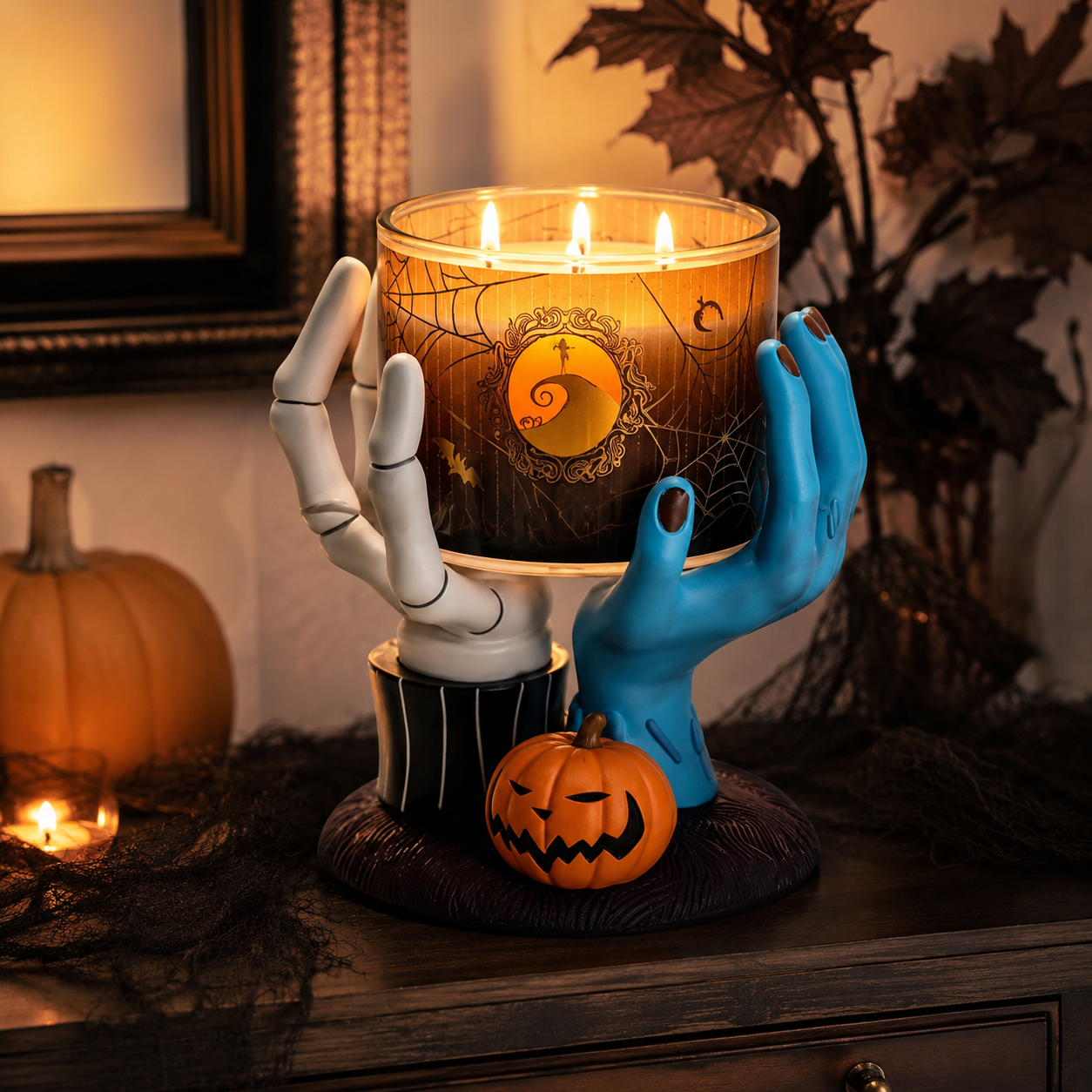 The Nightmare Before Christmas Jack Skellington & Sally Hands Candle Holder