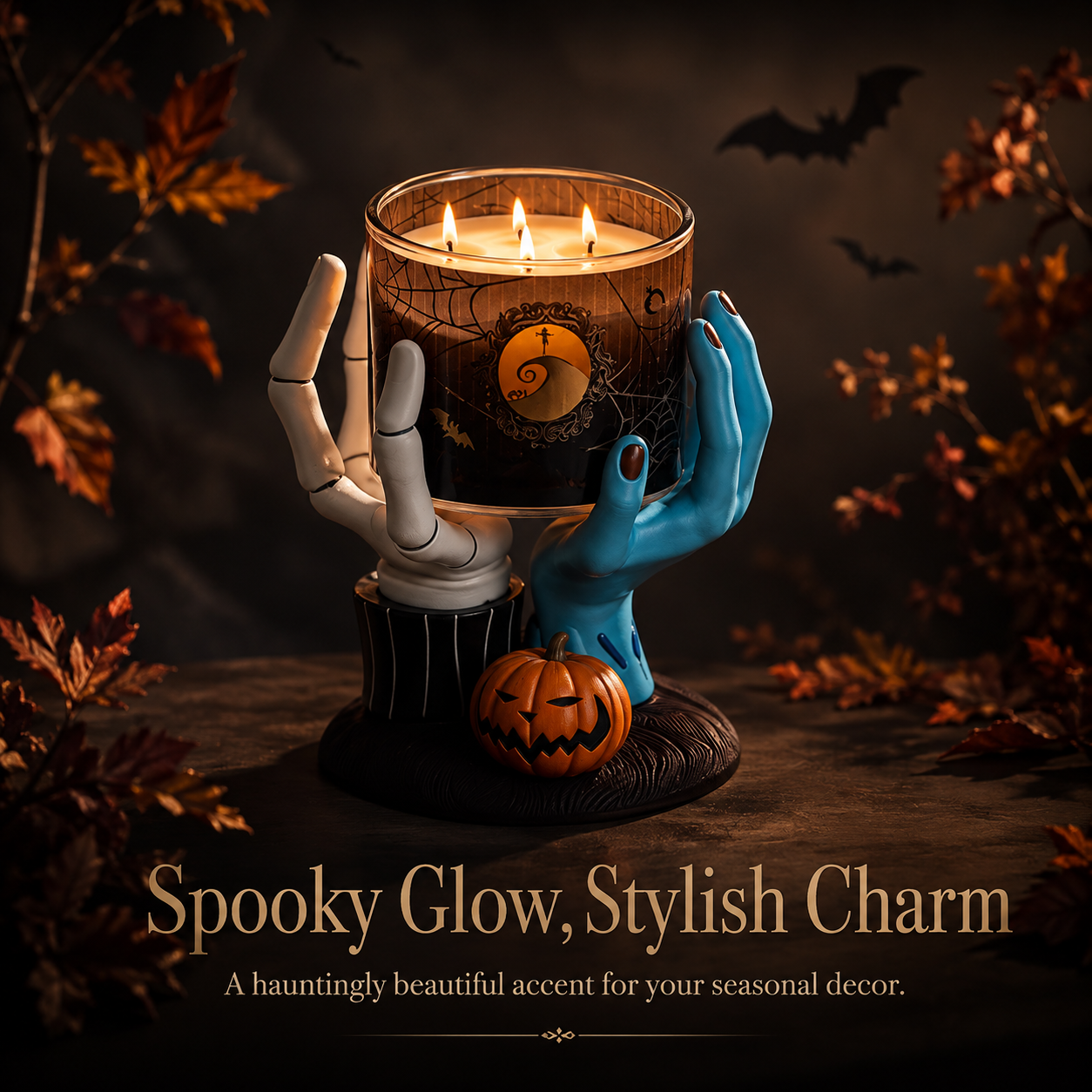 The Nightmare Before Christmas Jack Skellington & Sally Hands Candle Holder