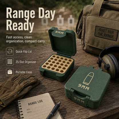 💥🔥Quick Access Ammo Storage Box – 50 Round Lift-Up Design Cartridge Organizer for Range & Storage
