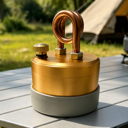 Ultra-Portable Brass & Copper Vaporizing Alcohol Stove for Camping