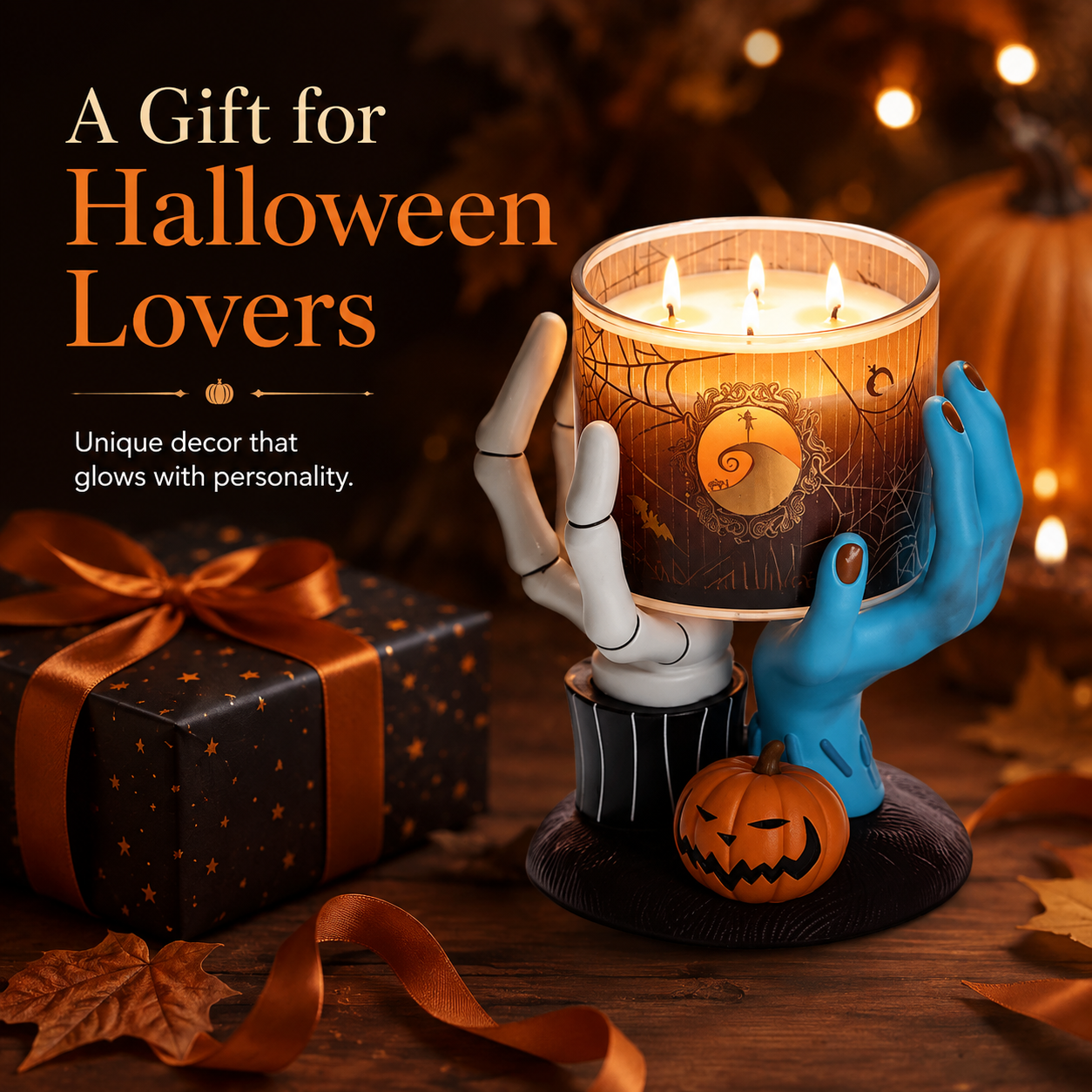 The Nightmare Before Christmas Jack Skellington & Sally Hands Candle Holder