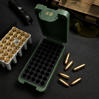 💥🔥Quick Access Ammo Storage Box – 50 Round Lift-Up Design Cartridge Organizer for Range & Storage