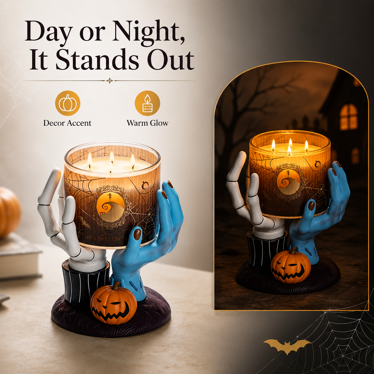 The Nightmare Before Christmas Jack Skellington & Sally Hands Candle Holder