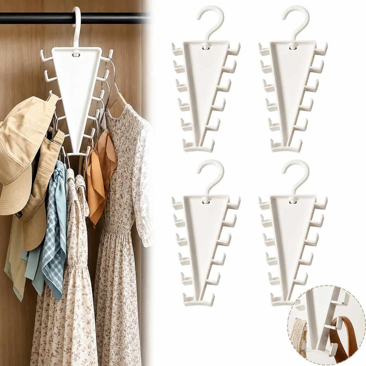 ✨ 12-Hook V-Shaped Closet Organizer – Save Space & Keep Accessories Tidy