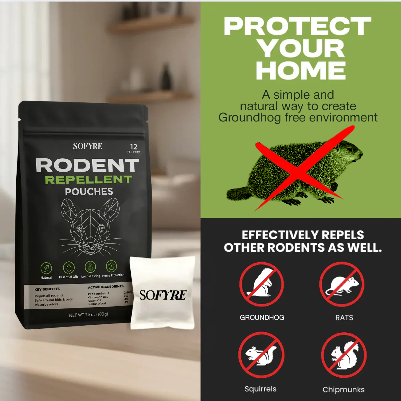 ❌🐭Groundhog Repellent Pouches