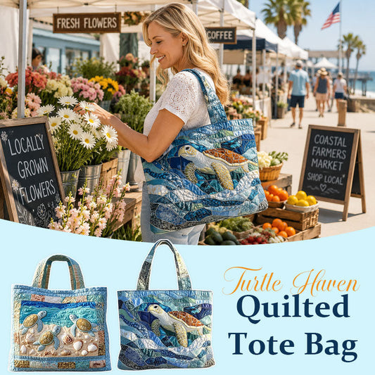 Cosy Quilted Turtle Haven Shopper Tote Bag For Summer & Daily Errands