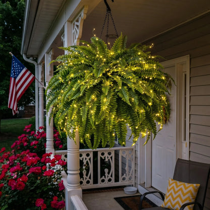 🎁Hot Sale 49% OFF🔥Oversized Pre-Lit Artificial Boston Ferns - No watering, No fading