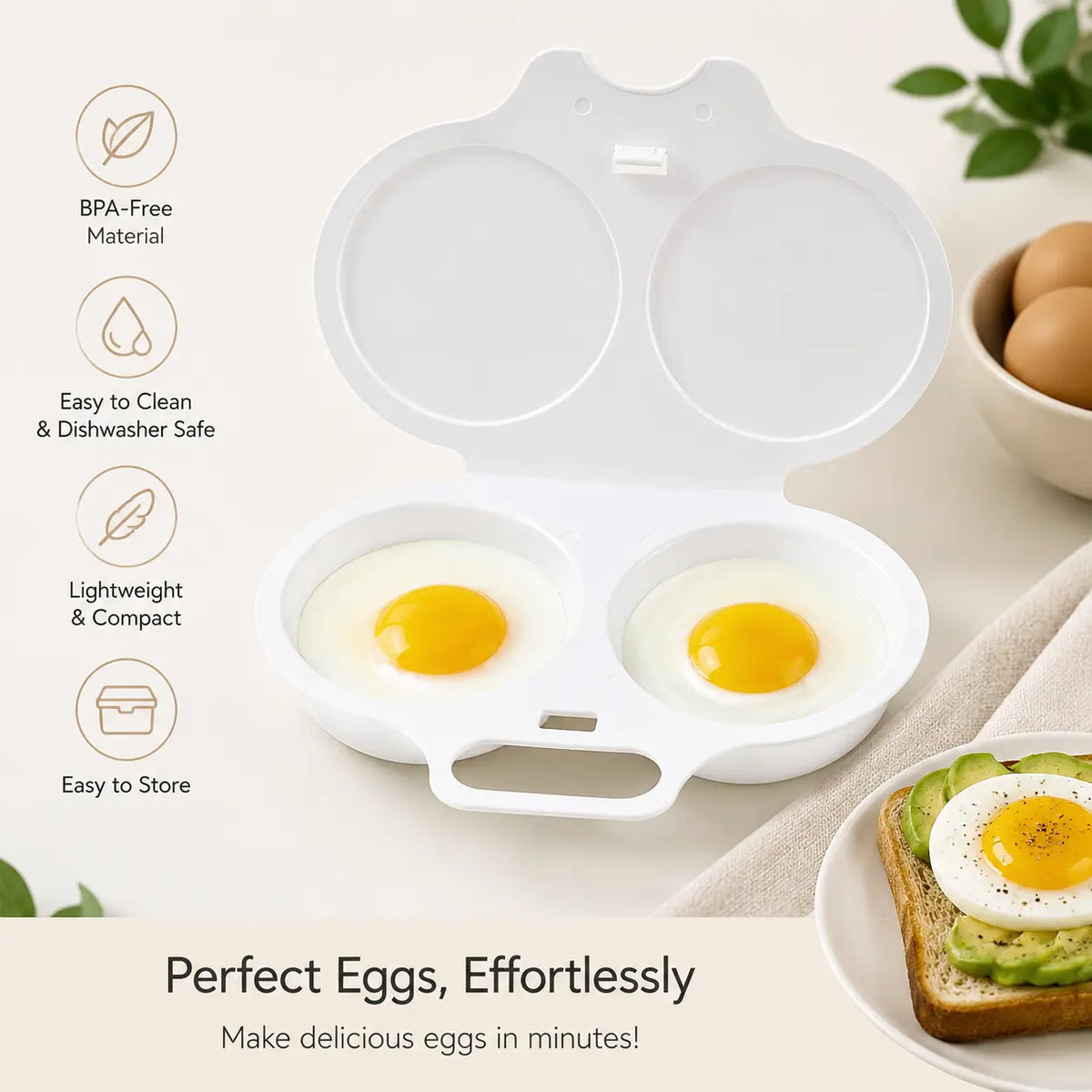 2‑Pack Easy‑To‑Clean Microwave Omelette Maker, Multifunctional Egg Poacher 🍳