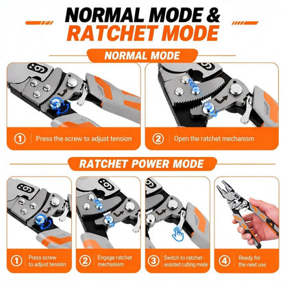 🔩 Self-Locking Ratchet Pliers, 55 Steel Anti-Skid Locking Grip Pliers, Heavy Duty Wire Cutters for Automotive & Plumbing Repair