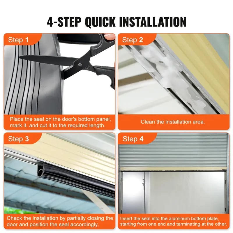 Four-step garage door bottom seal installation guide