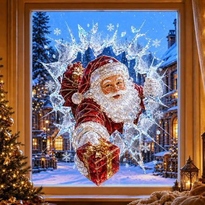 🔥Limited time 49% OFF -✨🎄19.7'' Crystal Christmas Break-In Window Decal — Shattered-Glass Holiday Window Decoration