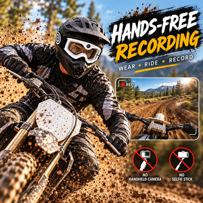 🏍️ POV Camera Motocross Goggles – White Off-Road Riding Goggles with Built-In Camera, Anti-Fog Lens & USB-C Charging
