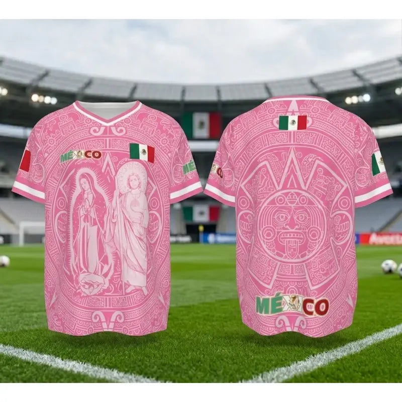 Men's Light Pink Virgencita & San Juditas Mexico 2026 Soccer Jersey
