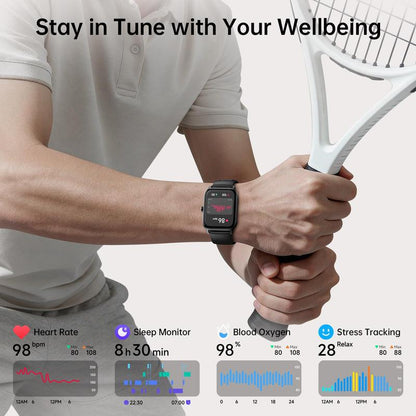 ⌚ Smart Touchscreen Fitness Watch – Steps, Alerts & Music Control