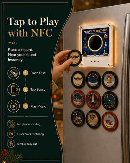 Christmas Vinyl Player Fridge Record NFC Magnetic Music Box Set