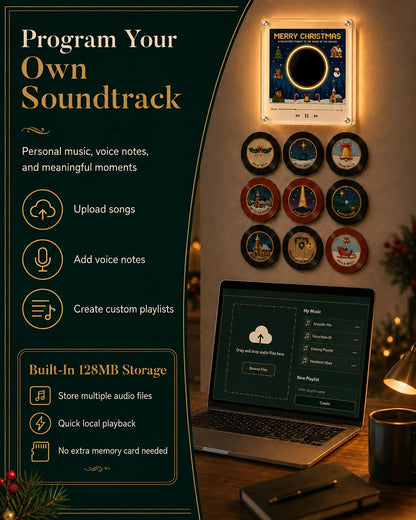 Christmas Vinyl Player Fridge Record NFC Magnetic Music Box Set