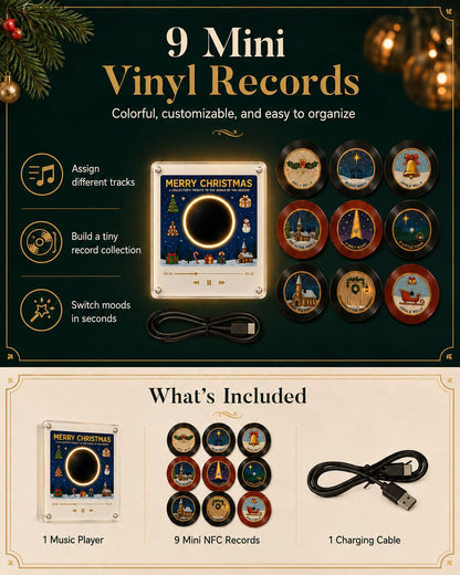 Christmas Vinyl Player Fridge Record NFC Magnetic Music Box Set