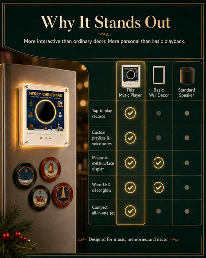 Christmas Vinyl Player Fridge Record NFC Magnetic Music Box Set