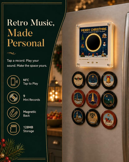 Christmas Vinyl Player Fridge Record NFC Magnetic Music Box Set