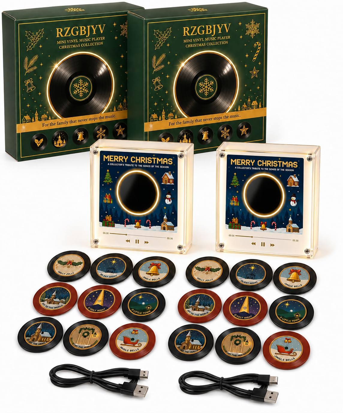 Christmas Vinyl Player Fridge Record NFC Magnetic Music Box Set
