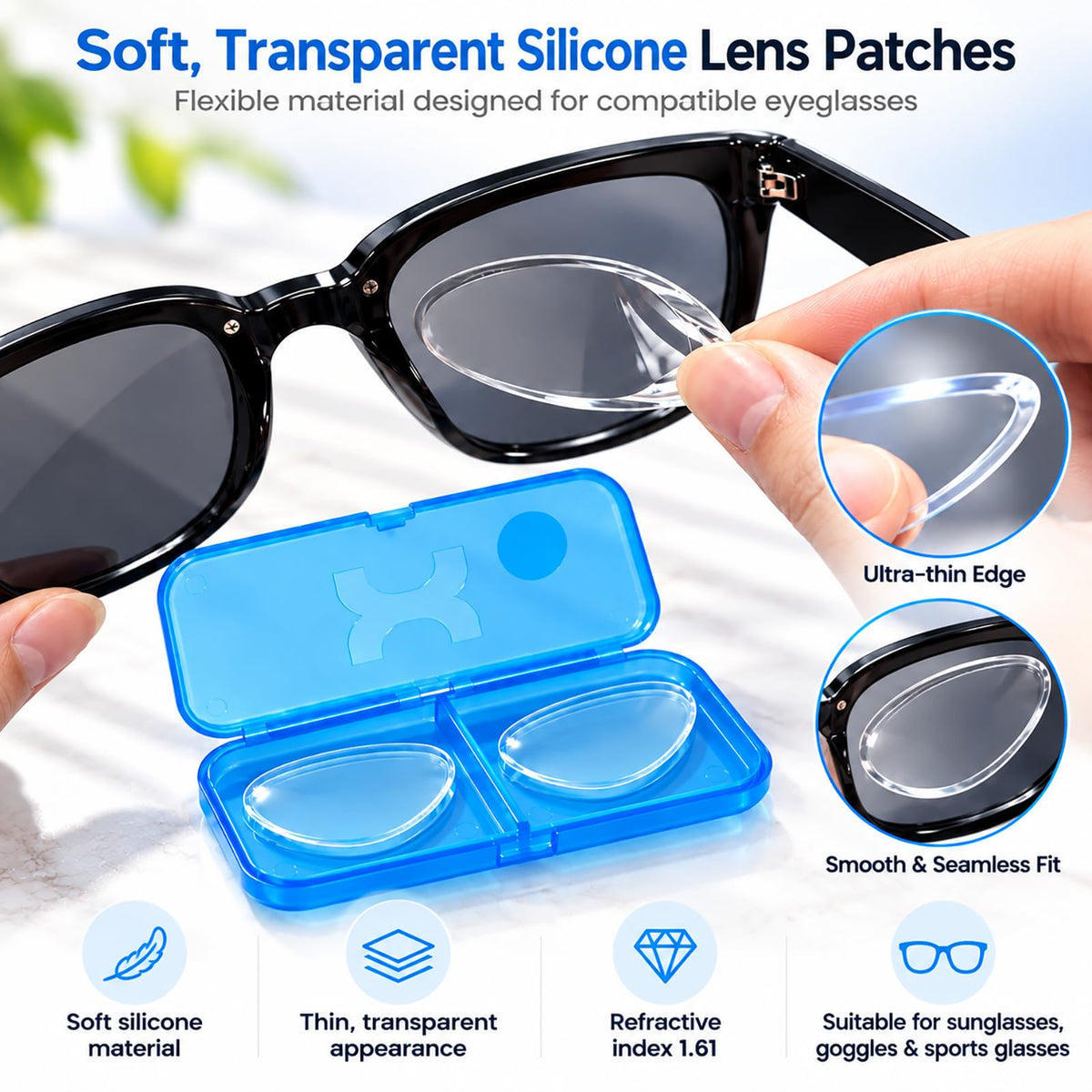 👓 Stick-On Vision Lenses – Reusable No-Glue SPH Inserts for Glasses