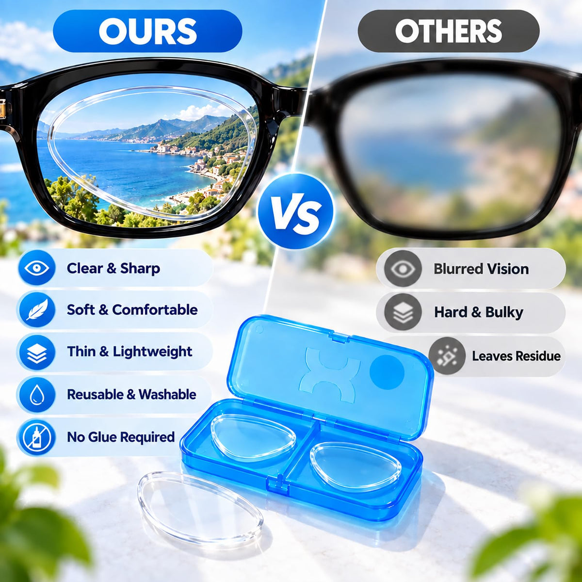 👓 Stick-On Vision Lenses – Reusable No-Glue SPH Inserts for Glasses