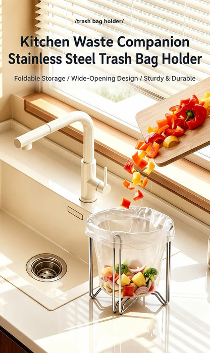 🗑️Kitchen Waste Companion Stainless Steel Trash Bag Holder