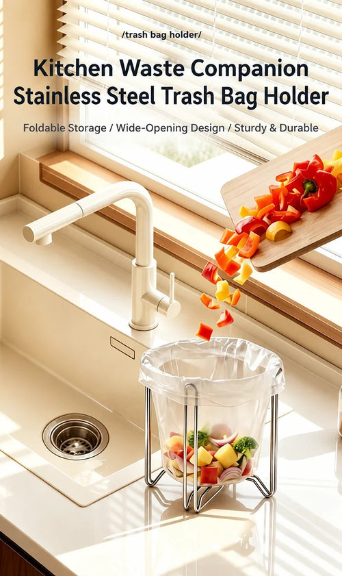 🗑️Kitchen Waste Companion Stainless Steel Trash Bag Holder