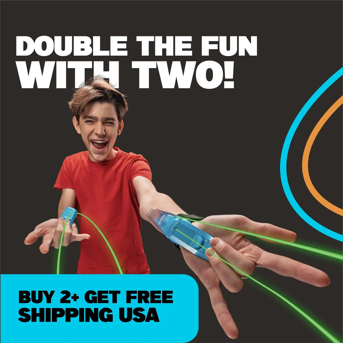 🕷 Rechargeable Wrist String Launcher with UV-Reactive & Glow-in-the-Dark Strings for Kids & Adults 🎁