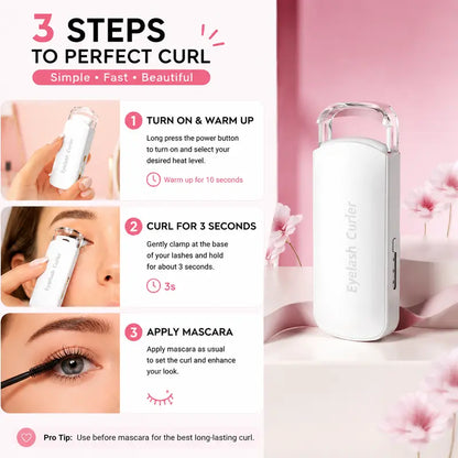 Heated Eyelash Curler, USB Rechargeable Electric Lash Curler with 3 Temperature Settings