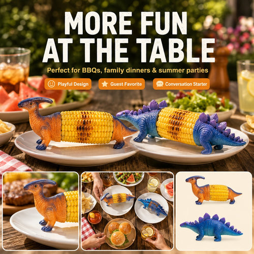 🦖🌽Dinosaur Corn Holders for Corn On The Cob - Funny Corn Cob Holder for Kids and Adults with Stainless Steel Prongs