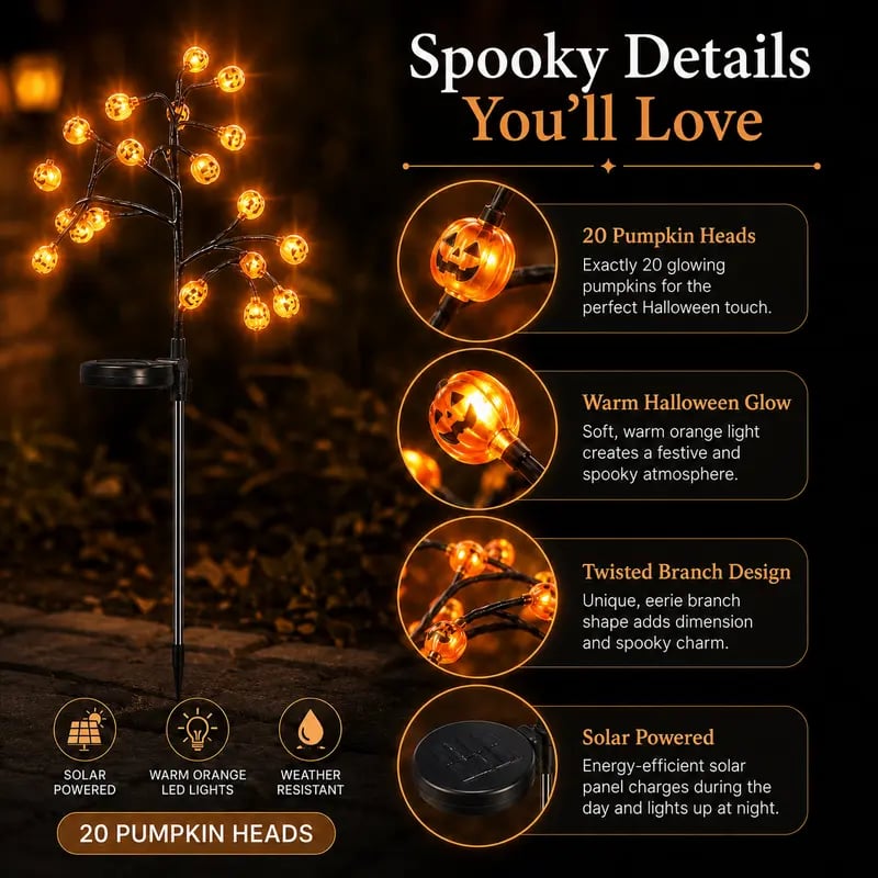 🎃✨ Pumpkin Solar Stake Lights – Halloween Outdoor Yard Decor
